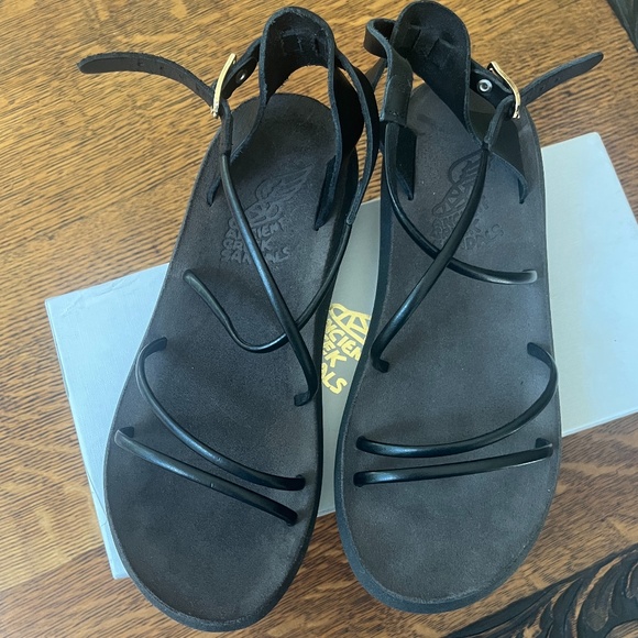 Ancient Greek Sandals Black Leather Slingback Sandals 37/6.5 - Picture 5 of 6